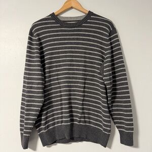 Duluth‎ Trading Co. Gray Striped Charcoal Crew Neck Pullover Sweater Men’s M